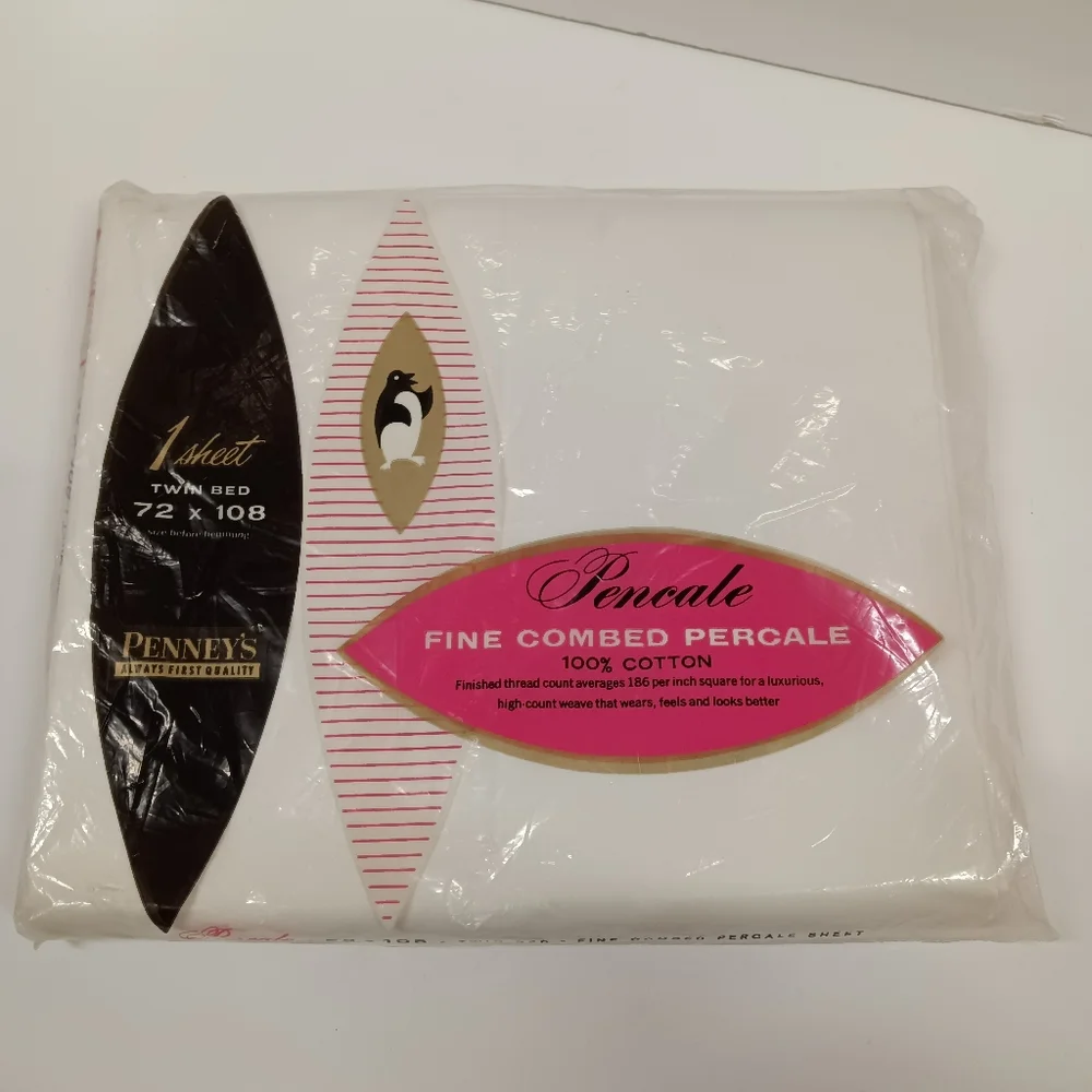 NEW JC Penneys New Old Stock Vintage Combed Cotton Percale Twin Sheet